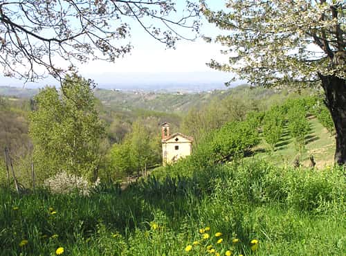 Wiesen, Haselnusshaine und eine Kapelle